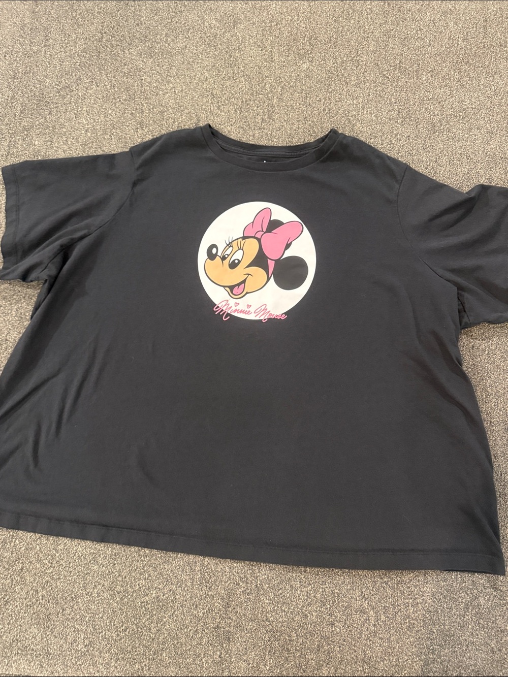 Disney Black Tee with Pink Minnie Mouse Bow Graphic